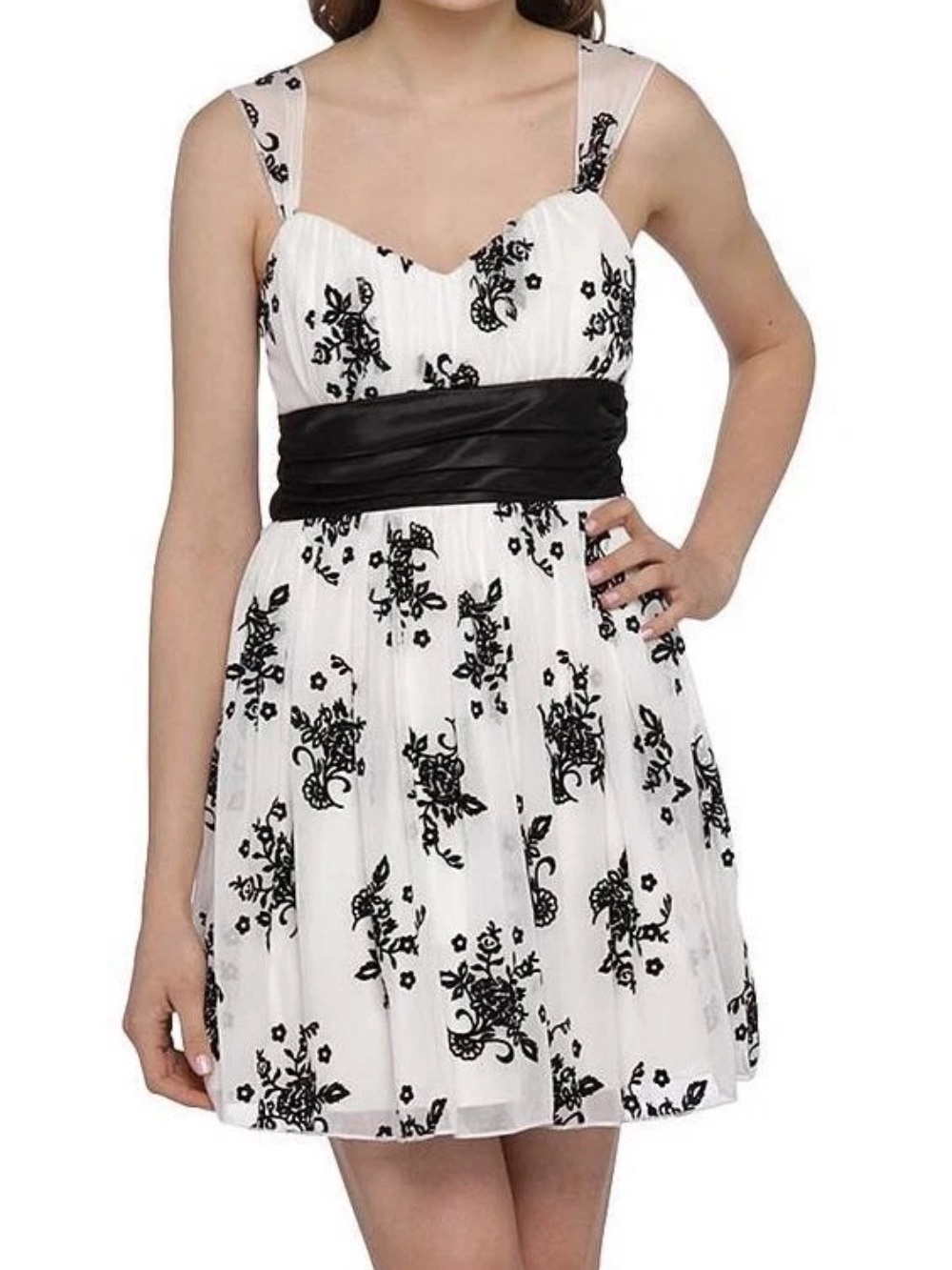 Trixxi Women Black and White Floral Cocktail Party Dress size medium